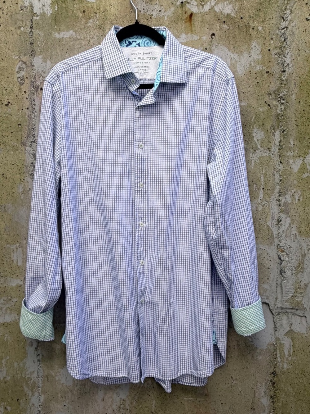 Lilly Pulitzer Men's Stuff Wyeth Shirt, Blue / White Gingham, Large
